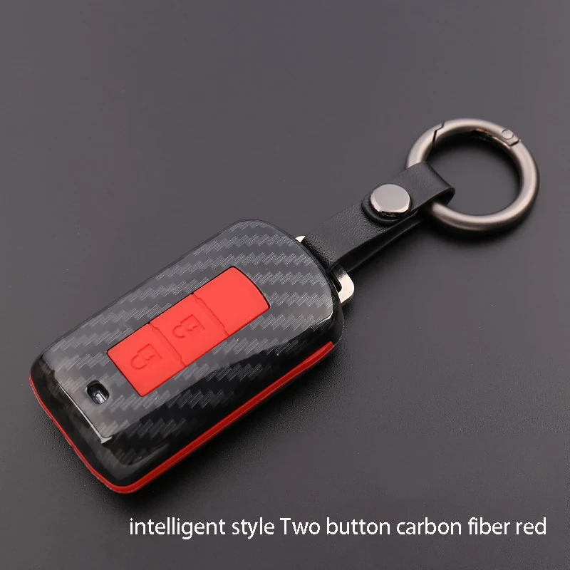 carbon fiber red Для Mitsubishi ASX Outlander Pajero lancerex пульт дистанционного управления ключ чехол двери автомобиля брелок Organzier ключ чехол автомобильные аксессуары - Цвет: carbon fiber red