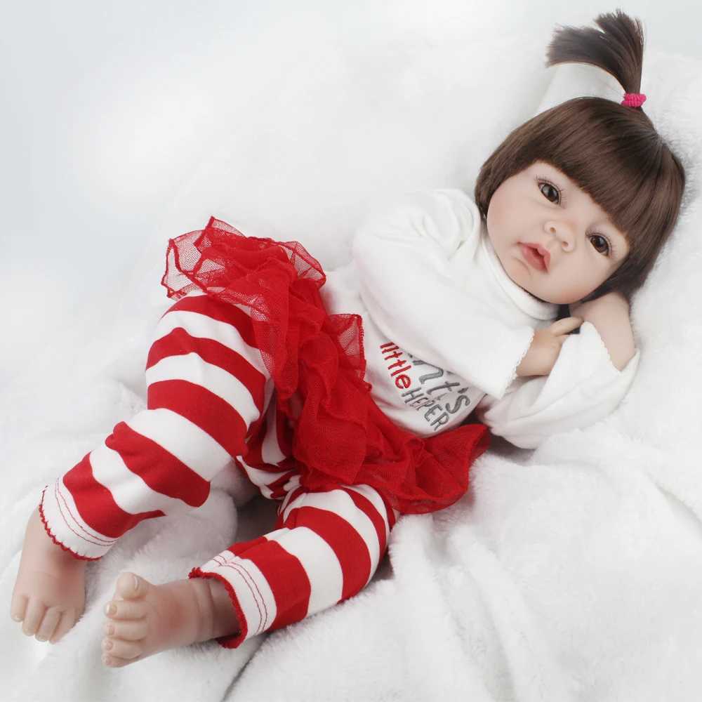 NPKDOLL 22 дюйма 55 см Reborn Baby toys мягкая силиконовая кукла костюм для детей подарок на