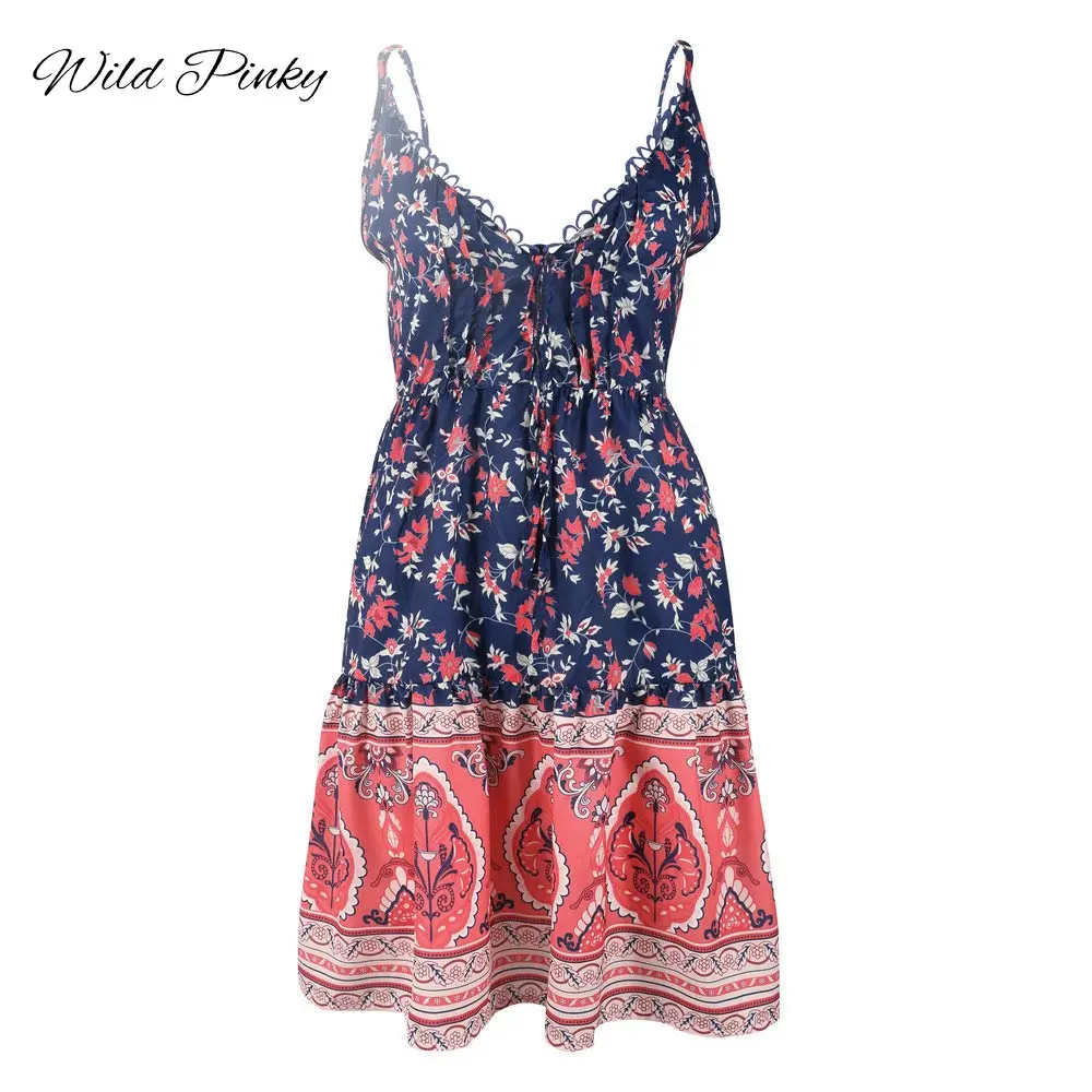 Женское облегающее мини платье в стиле бохо с цветочным принтом|Женские платья| |