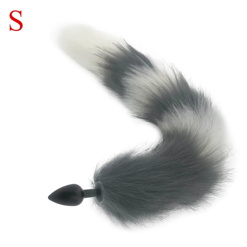 Анальная пробка SML металлическая вставка мягкая анальная с лисьим хвостом