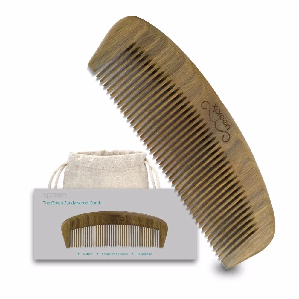 XPREEN Hair Comb Fashion Halfmoon Handmade Green Sandal Wood Brush Set Hairbrush Scent for Beard &amp Mustache | Уход за волосами и