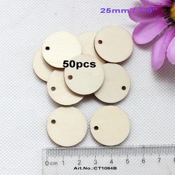 25mm-50pcs 20 мм/25 мм/30 мм/38 мм натуральные простые деревянные диски Подвески Свадебные вечерние украшения для Wood-CT1202 - Окраска металла: 25mm-50pcs