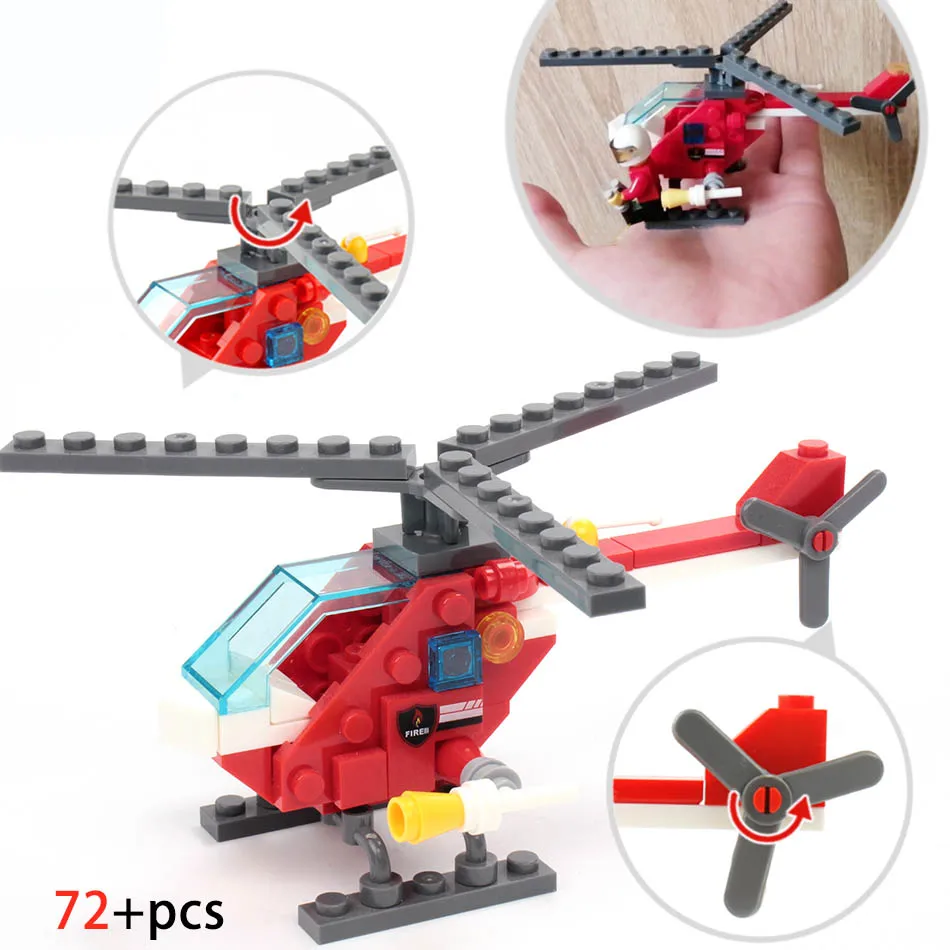 Fire Fighting 4in1 Trucks Car Helicopter Boat Building Blocks city Firefighter figures children Toys 348pc | Игрушки и хобби