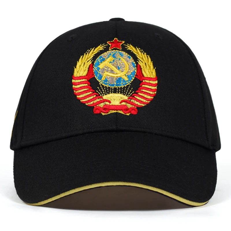 Новая CCCP Национальная эмблема вышитые бейсболки хлопковые кепки регулируемые Reentrant Шляпа От Солнца Открытый козырек шляпы