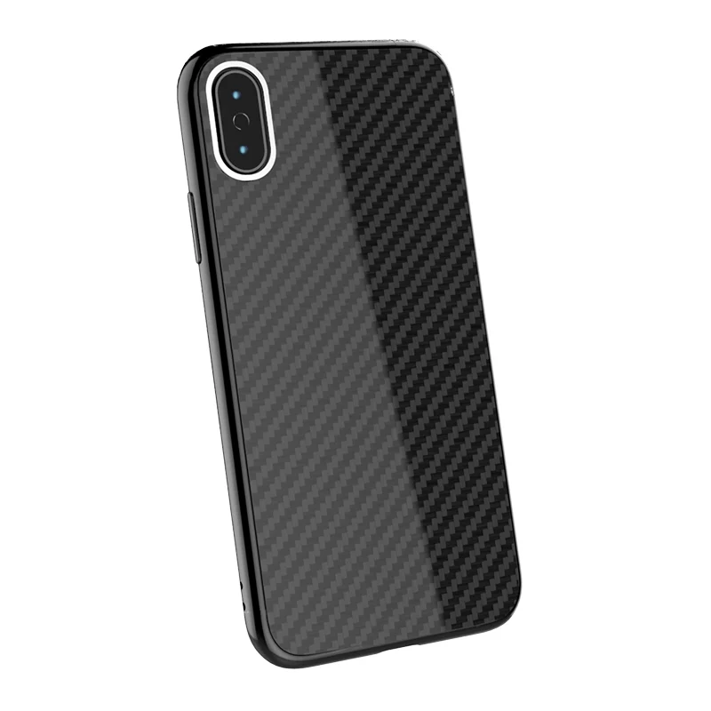 ix Glossy BlackSilve Ультра тонкий чехол из настоящего углеродного волокна для iPhone 6 7 8 X Чехол чехол s - Цвет: ix Glossy BlackSilve
