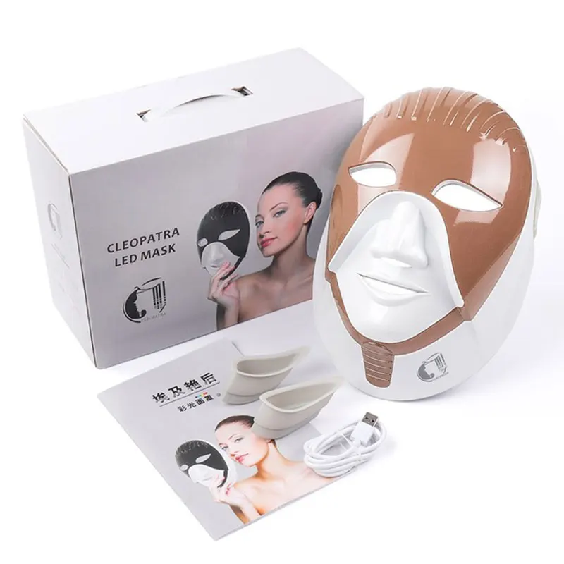 

Dropshipping usb 8 color LED mask for skin care LED mask and neck Egyptian photon therapy facial beauty