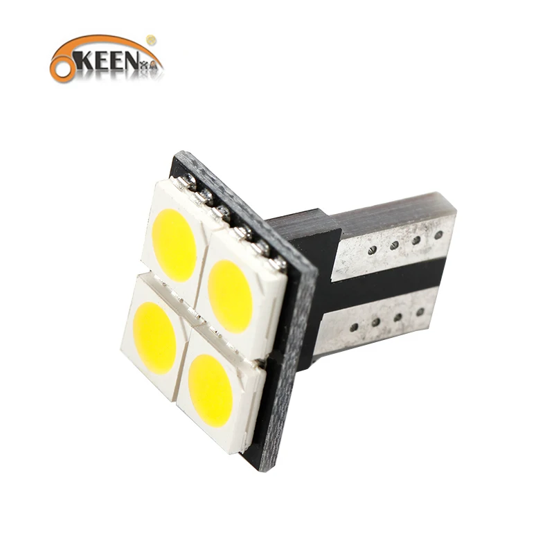 OKEEN Автомобильный светодиодный светильник T10 Canbus W5W 5050 4SMD теплый белый для чтения
