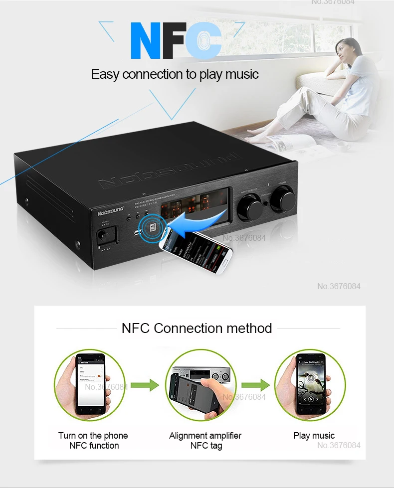 Nobsound PM5 250 Вт высокого класса HiFi 2,0 вакуумная трубка стерео усилитель NFC Bluetooth домашний аудио усилитель USB/FLAC/APE 80 Вт+ 80 Вт