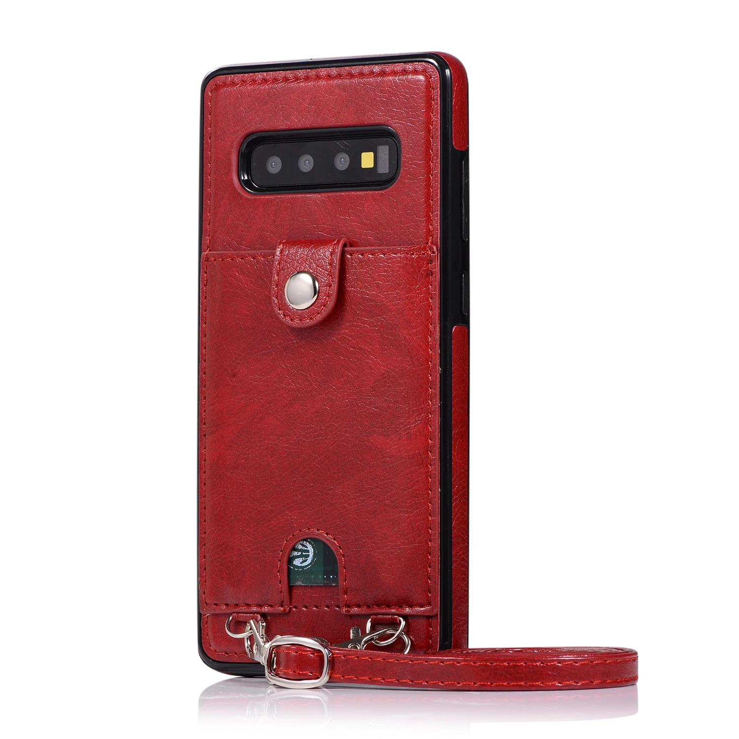 Red Кроссбоди чехол для телефона для samsung Note 10 Plus S10 S9 S8 Plus чехол с длинной цепочкой Обложка на заднюю панель из искусственной кожи для samsung Note 9 8 S7 Edge - Цвет: Red