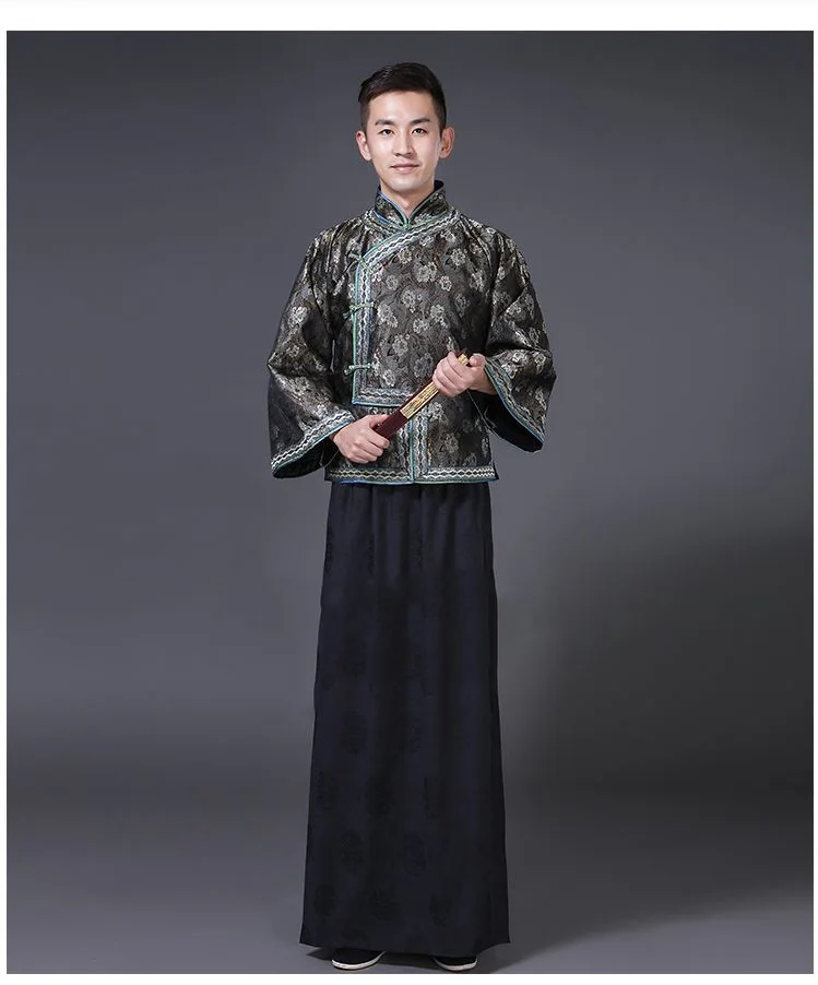 Китайский древний династии Цин Гар для мужчин t Национальный мужчин Cheongsam Тан костюм наборы традиционный Восточный Hanfu мужской vestido