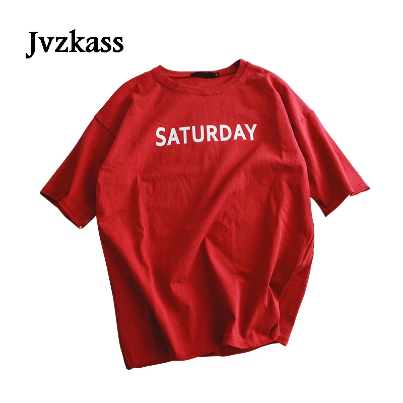 

Новинка 2018, простая свободная Студенческая футболка Jvzkass в стиле Харадзюку, маленькая свежая женская футболка с коротким рукавом и рукавом ...