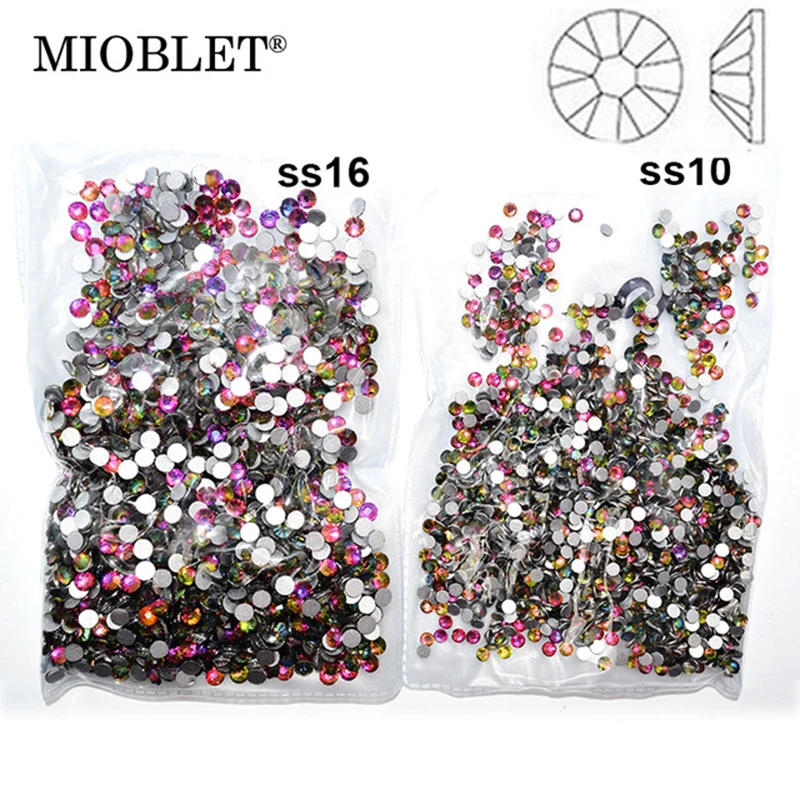 

1440Pcs SS3-SS20 Colorful Glitter Flame Crystal Nail Rhinestone 3D Flatback Non Hotfix Strass Gems Nails Decoration Glass Stones