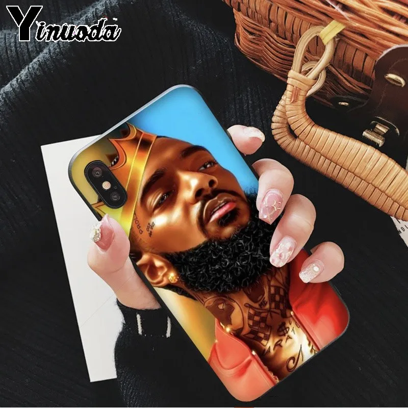 Yinuoda Rapper Nipsey Hussle Черная мягкая резина, термопластичный полиуретан чехол для телефона чехол для iPhone 8 7 6 6S Plus 5 5S SE XR X XS MAX Coque Shell