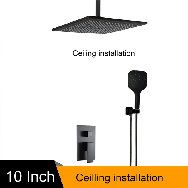 10 inch Ceiling Moun BAKALA, смесители для душа, черный, настенный, дождевой, для ванной, скрытый, смеситель для душа, для ванны, дождевой, душевой набор, кран для ванны, BR-BB - Цвет: 10 inch Ceiling Moun