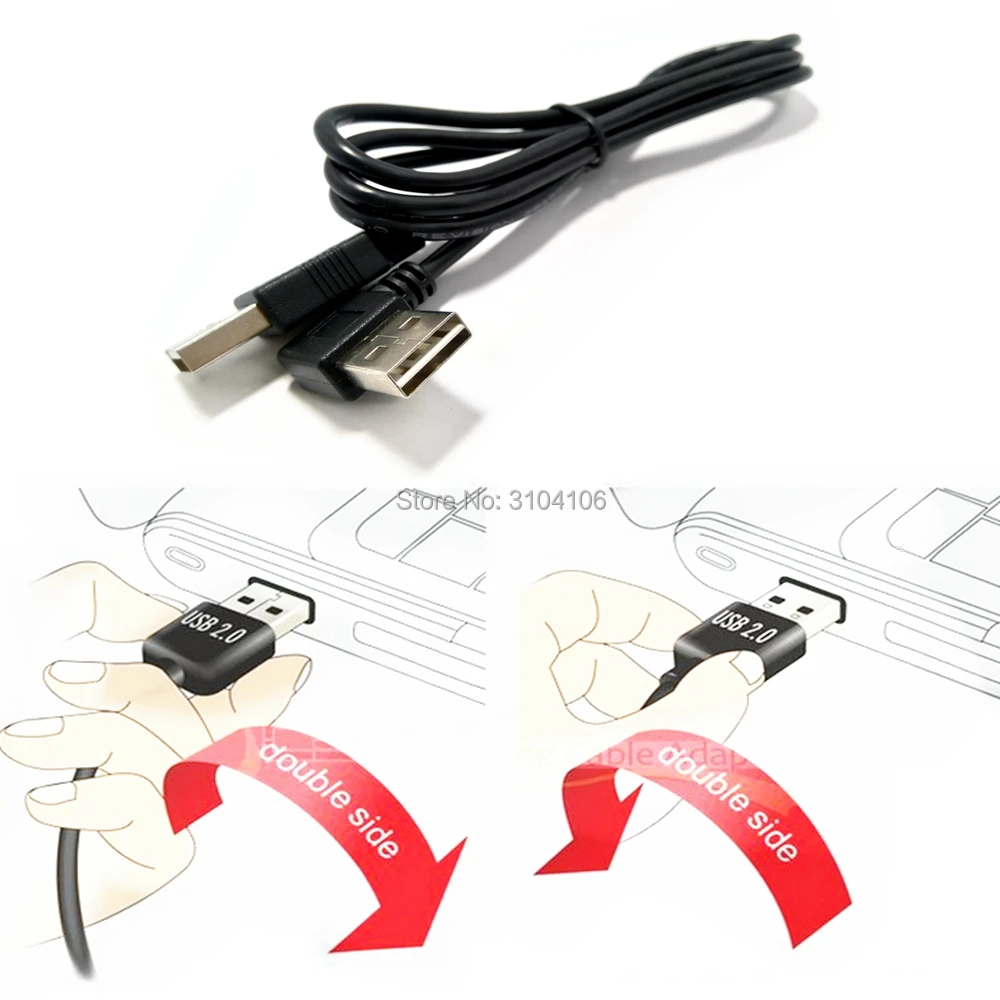 USB 2 0 кабель для передачи данных 100 см 1 м 3 фута Реверсивный дизайн левый и правый