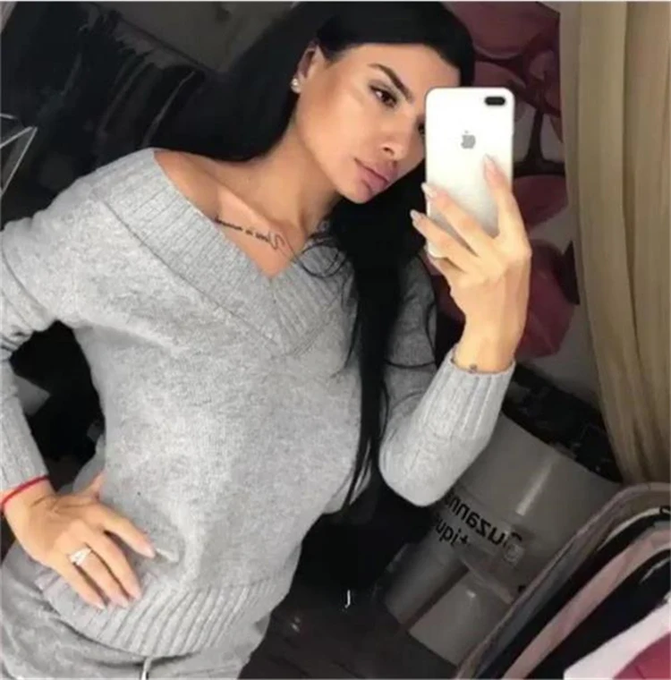 Женский спортивный костюм amberhear свитер + штаны трикотажный из двух предметов