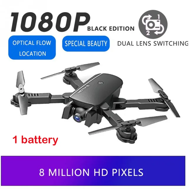 1080p B 1 battery Все новые wifi FPV Дрон с 4K широкоугольная двойная камера оптический поток режим удержания высоты складной RC Дрон селфи Квадрокоптер - Цвет: 1080p B 1 battery