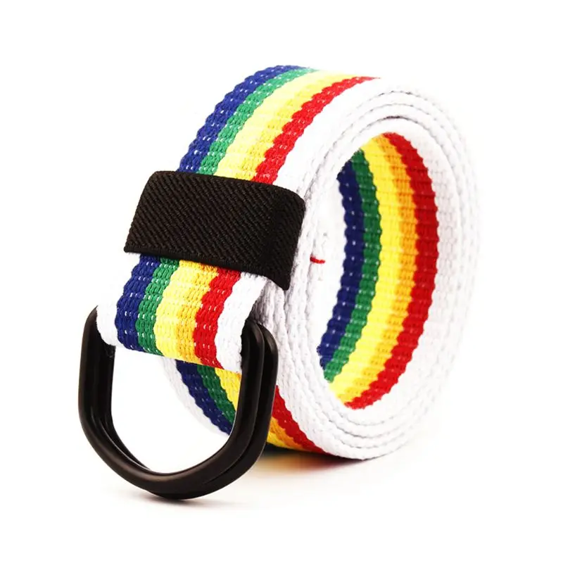 Мода унисекс радужная Обычная лямка мужской пояс Повседневный Холщовый сплав