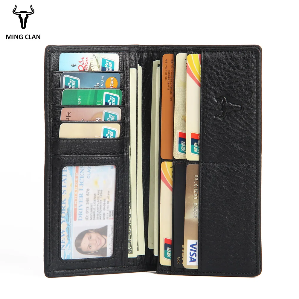 Mingclan Men Purse Long Wallet Male Clutch Leather Wallets Business Travel Wallet For Women Card Holder Zipper Pocket Carteira