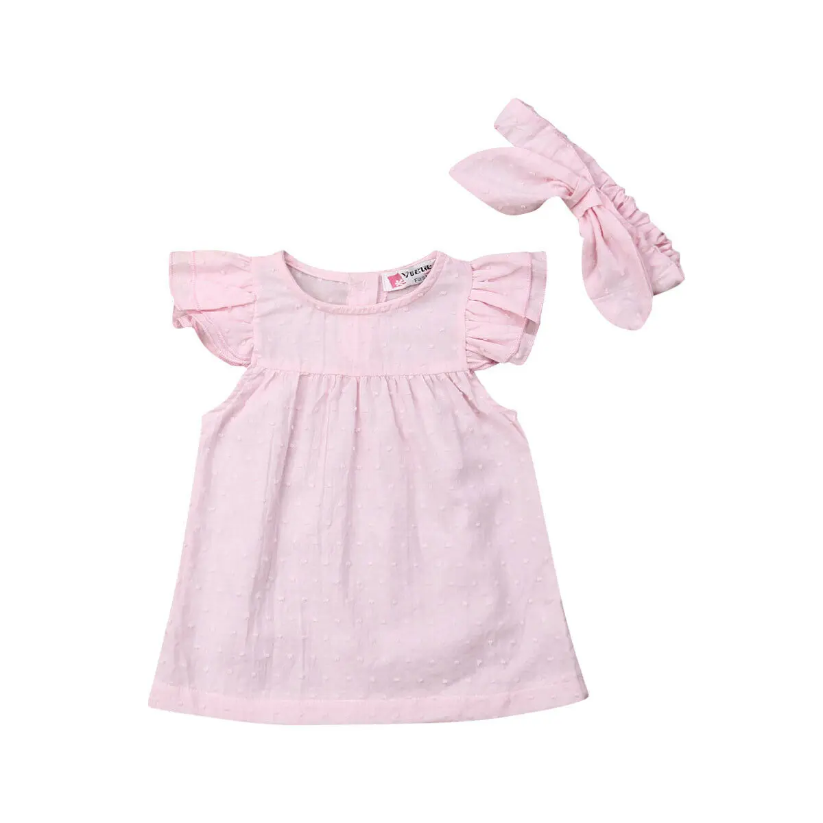 Детские летние однотонные платья с рукавами-крылышками для девочек | Детская