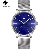 wwoor male hour blue watch men quartz wristwatch mens thin analog clock stainless steel luminous water resistant erkek saat 2020