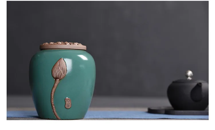 Lotus Theme Pattern Tea Storage Jars Mini Vintage Candy Jar Storage Bottles Kitchen Spices Storage Box 1pcs Container With Cover