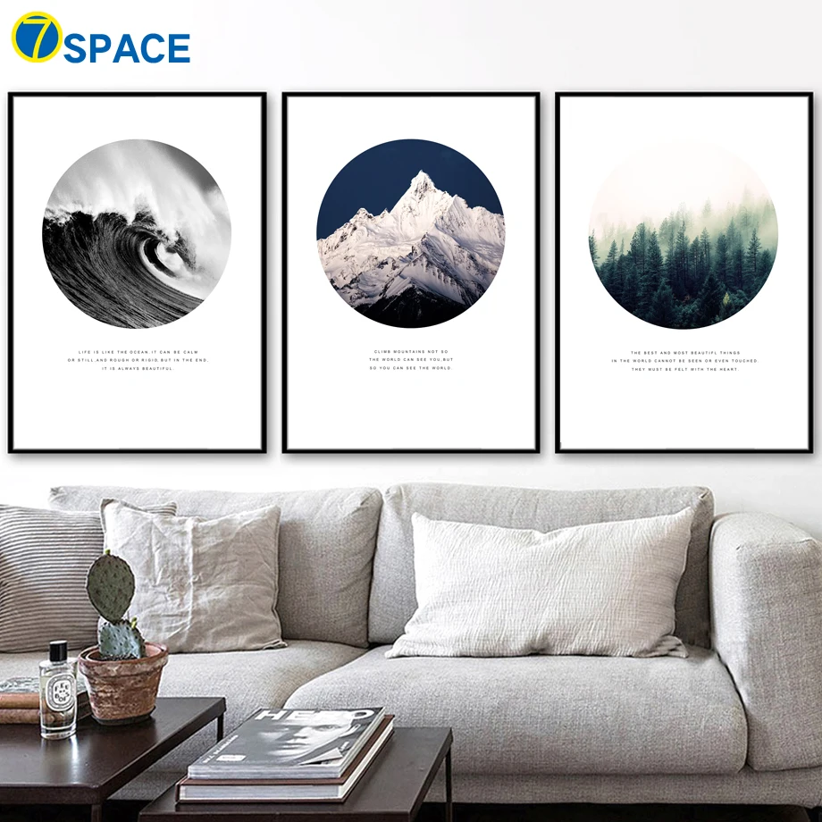 

Sea Forest Mountain Quotes Wall Art Canvas Painting Nordic Posters And Prints Landscape Wall Pictures For Living Room Home Decor