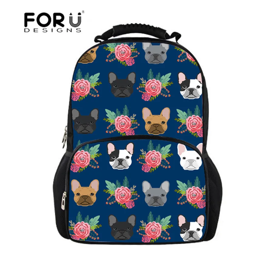 Повседневный женский рюкзак FORUDESIGNS с принтом французского бульдога школьные