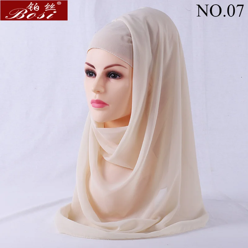 

High Quality Pearl Bubble Chiffon Hijab Scarf Shawl long Muslim Head Wrap Headband Solid Plain Color Heavy Fabric 60CM*170CM