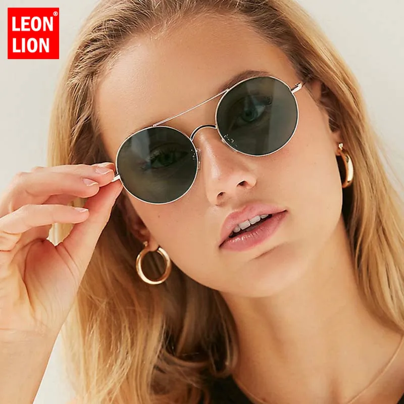 

LeonLion Fashion Round Large Frame Sunglasses Women Vintage Small Face Women/Men Sun Glasses Candy-colored Shopping Okulary
