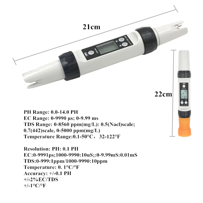 Портативный PH метр HM COM 360 4 в 1 EC/TDS/PH/TEMP водонепроницаемый комбинированный ЖК