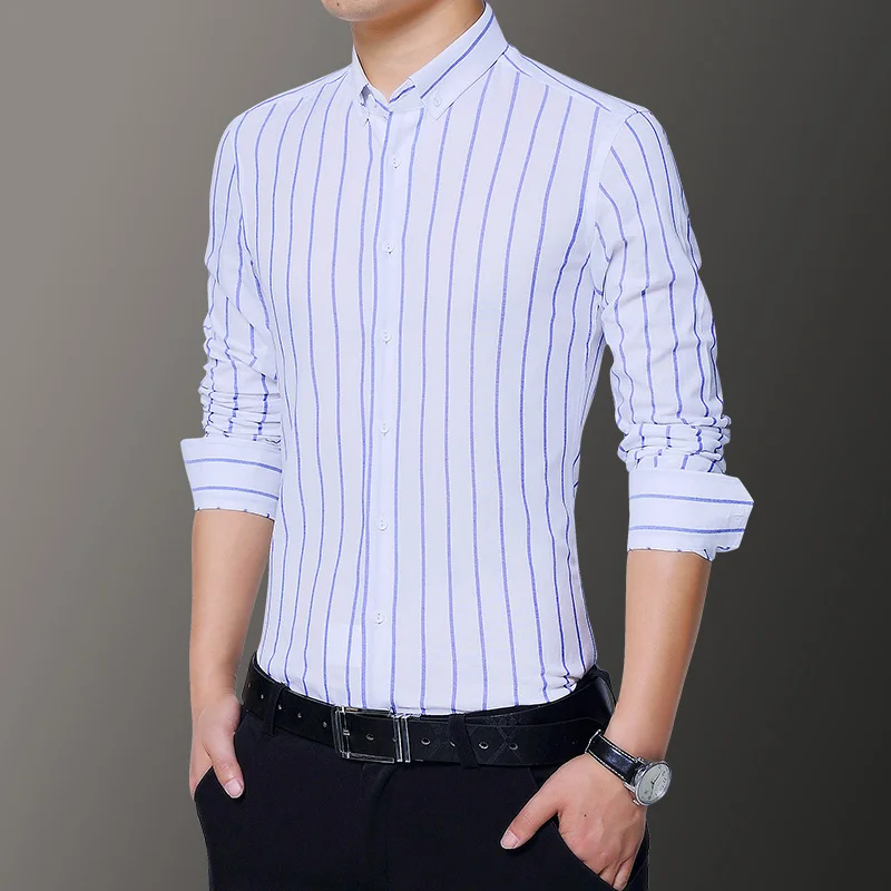 Новинка 2018 хлопок длинный рукав рубашка мужская плюс размер Brand бренд Slim Fit платье