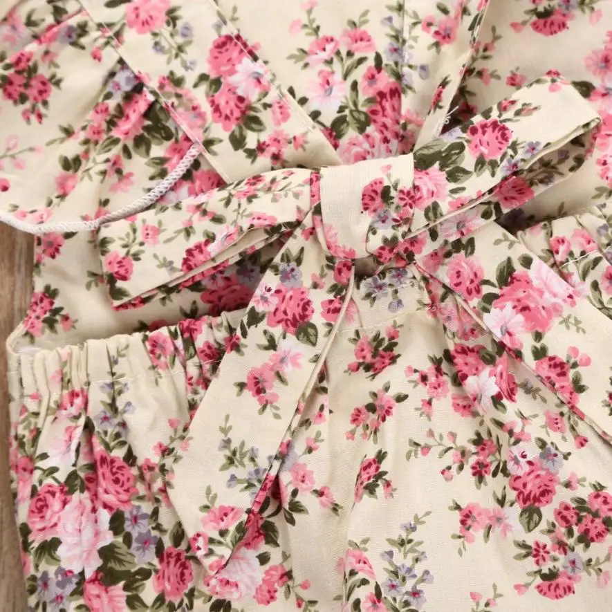 Лето 2017 г. для маленьких девочек Комбинезон с цветочным принтом детский