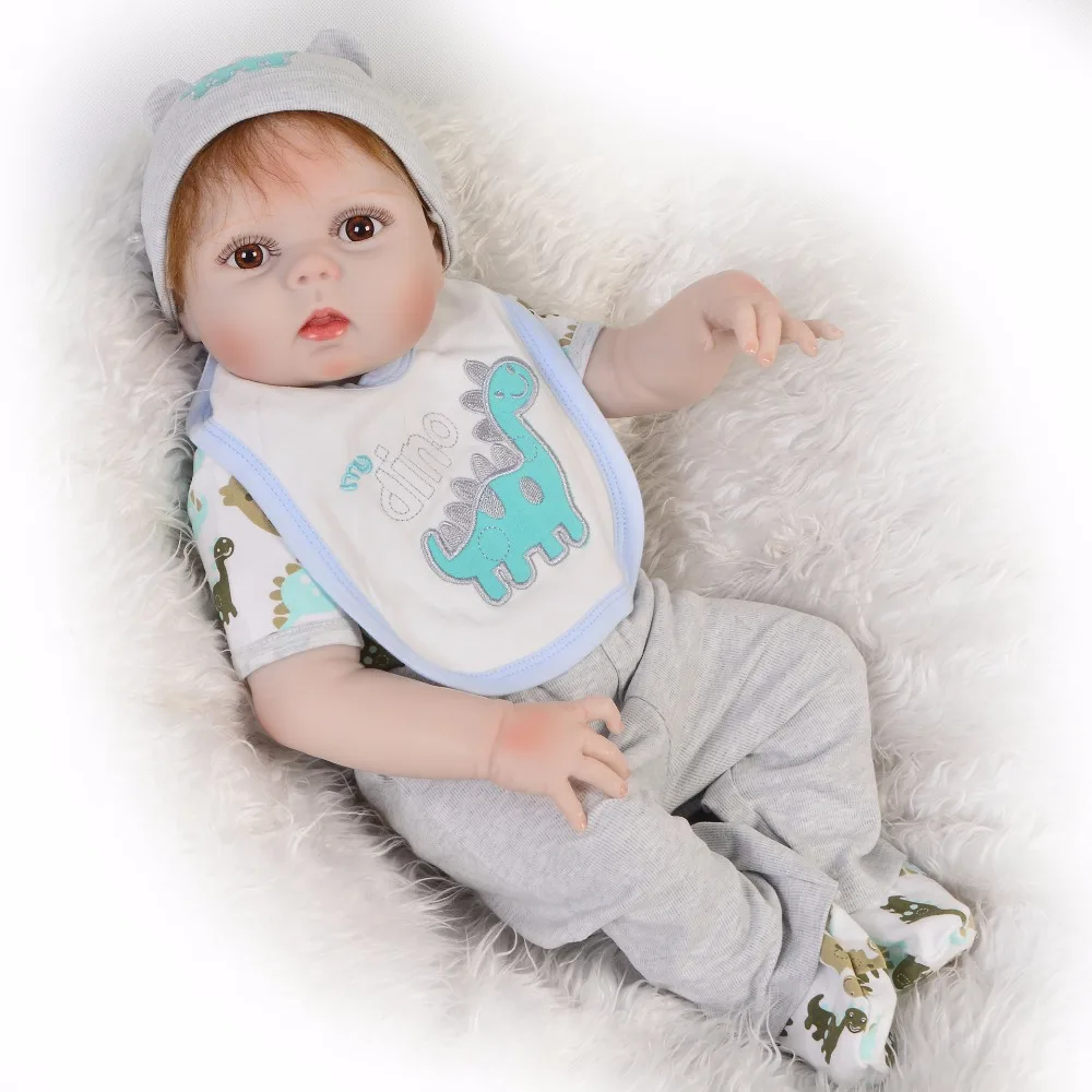 

Силиконовая кукла reborn baby dolls com corpo de vinyl menino Детские куклы 55 см с зеленым динозавром одежда surprice подарки