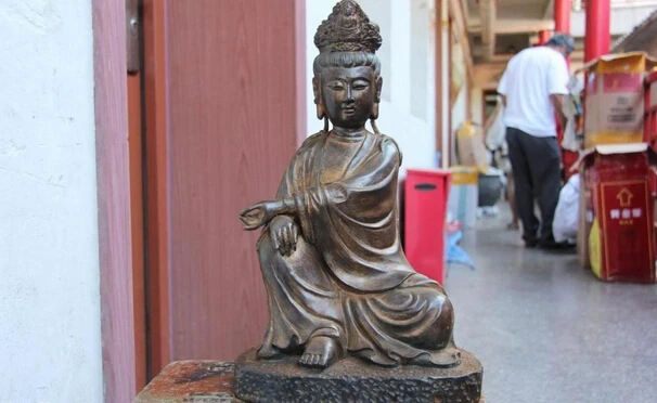 

song voge gem S0887 Chinese Bronze Copper freedom Kwan-yin Guanyin Bodhisattva Goddess Buddha Statue