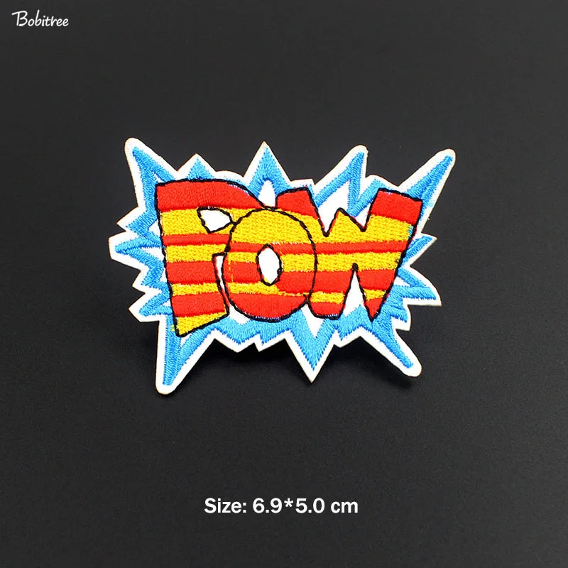 1pcs as photo Популярные WOW OOPS POW HEY Oh Yeah Переводные железные нашивки для одежды вышитые значки для шитья Аппликация DIY наклейки - Цвет: 1pcs as photo