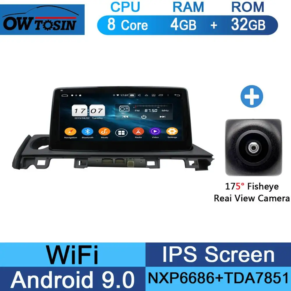 32G Fisheye Camera 10,2" ips Android 9,0 8 ядерный 4G+ 64G Автомобильный мультимедийный радио gps для Mazda 6 Atenza dzda6 DSP CarPlay Parrot BT - Цвет: 32G Fisheye Camera