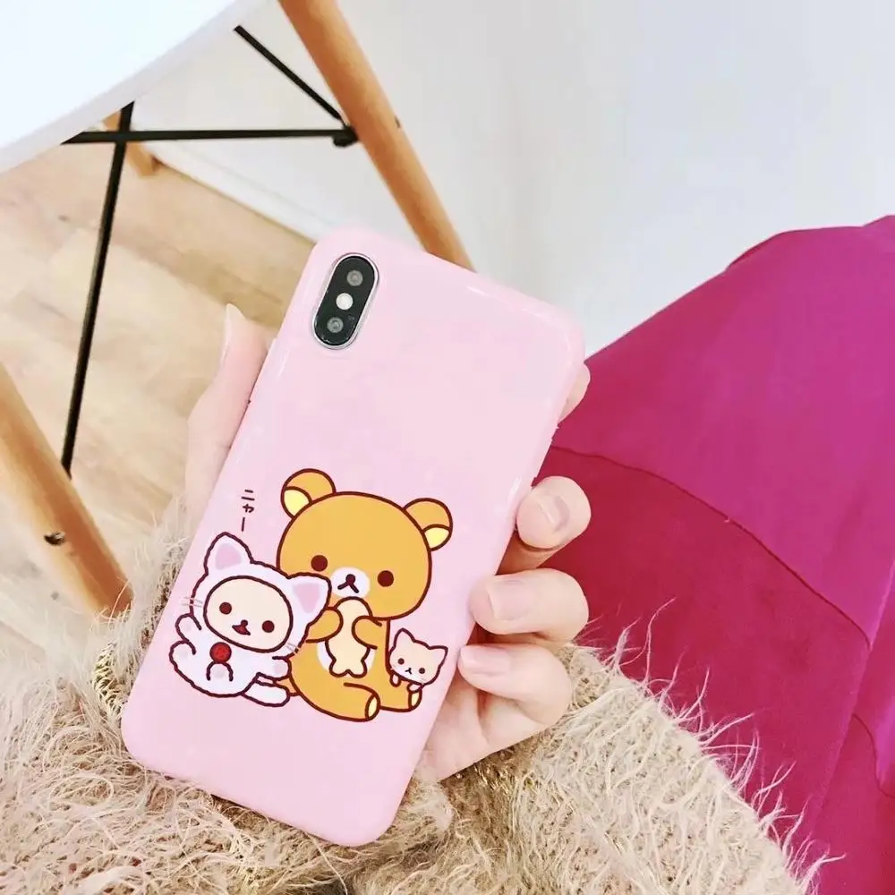 10pcs/lot Cartoon Relax Kuma Bear Phone Case For iPhone11 Pro IMD Soft TPU Cover XS MAX 6s/8 7plus Body Shell Protection |