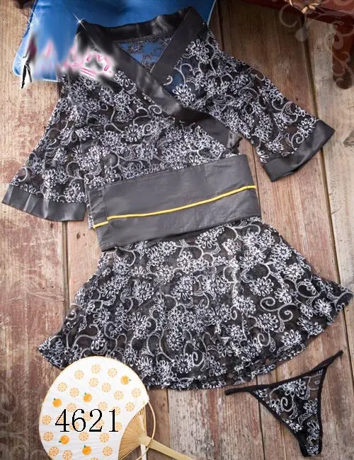 Сексуальное женское белье нарядное платье кружевное кимоно розовая ночная