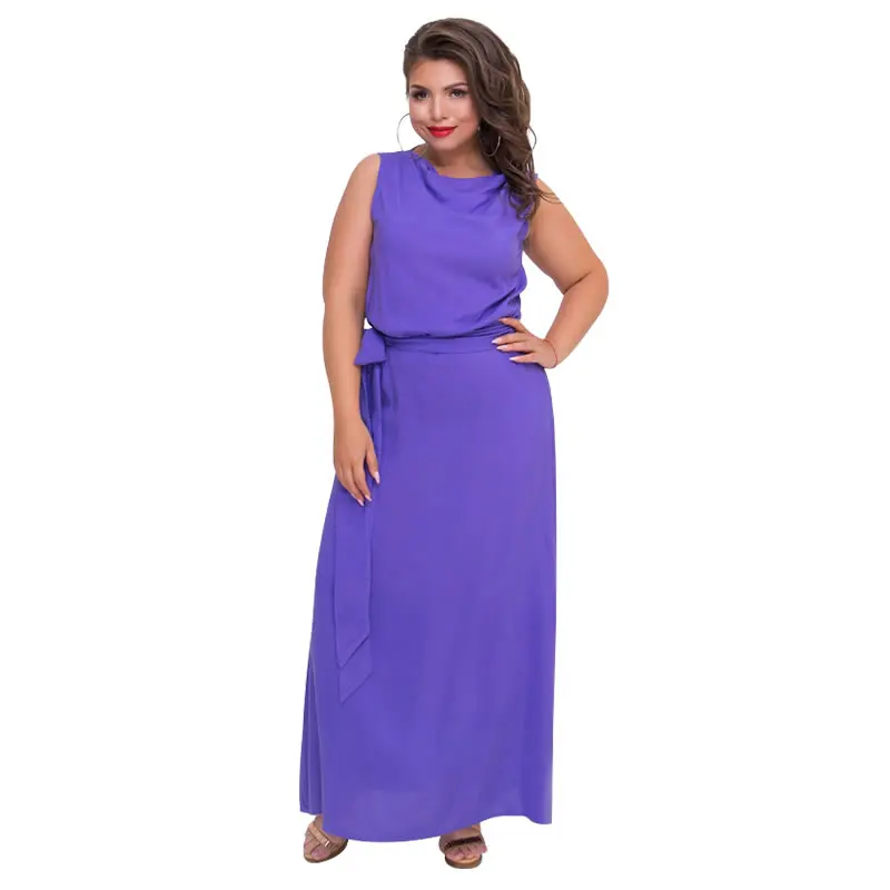 Женское платье большого размера без рукавов Элегантное Длинное 5XL 6XL летнее