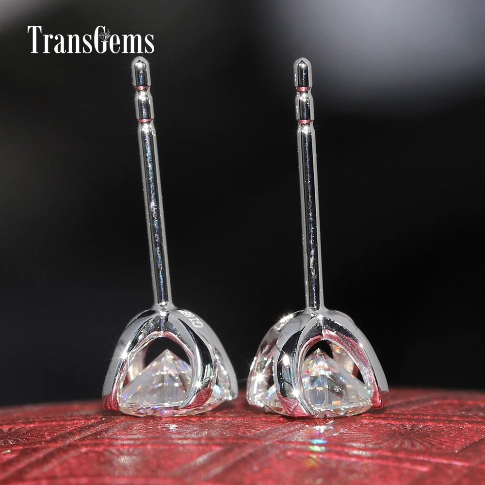 Женские серьги с эффектом пуш-ап Transgems Solid 14K 585 белое золото 1CTW 5 мм FGH классические
