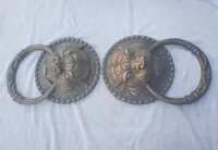 Home door decoration accessories,Collection 1 Pair Chinese Old Bronze tiger Door bell,Antique style Metal Knocker