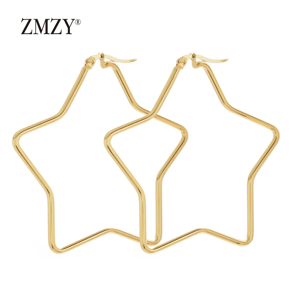 

ZMZY Big Star Shaped Earrings Simplicity Wire Stainless Steel Earrings for Women Brincos de gota Feminino Geometric Jewelry Gift