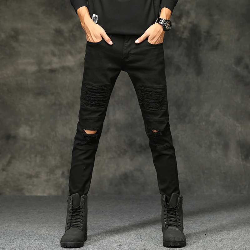 Новинка Весна 2019 мужские джинсы черные белые классические модные джинсовые