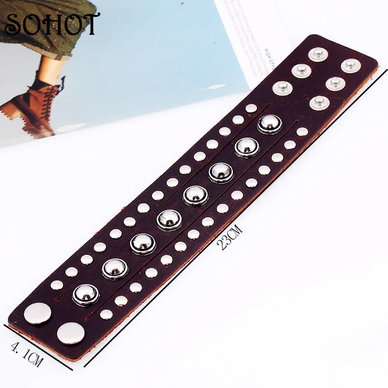 SOHOT панк стиль ювелирные изделия широкий пояс кожаный регулируемый размер