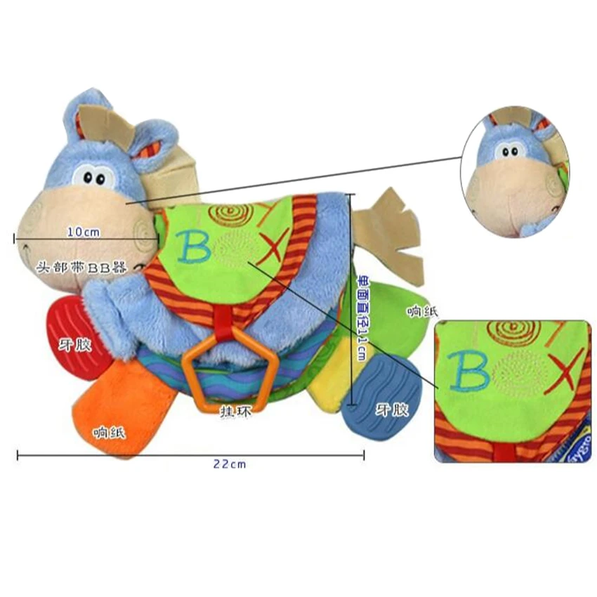 Тканевые книги с осликом прорезыватель для пальцев детская игрушка раннего