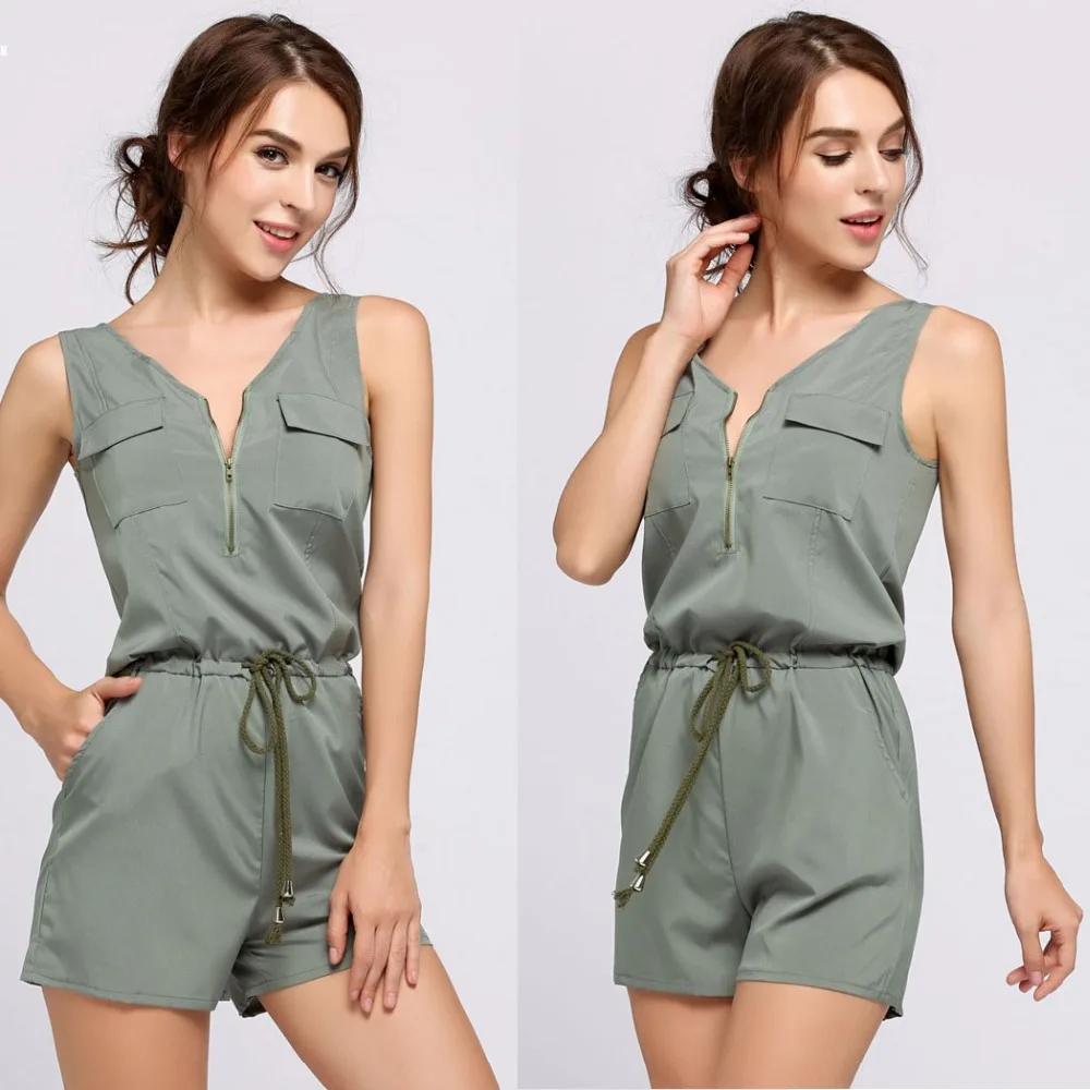 Новый Лето 2017 г. комбинезоны женщин Краткое Стиль пикантные однотонные