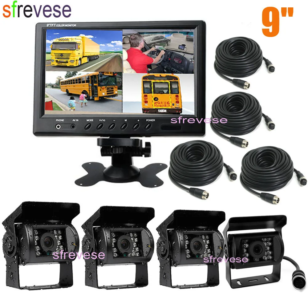 4x 4Pin 18 LED IR Night Vision Reversing Parking Backup Camera + 9" LCD 4CH Split Monitor for Bus Truck Motorhome 12V-24V
4x 4Pin 18 LED IR Night Vision Reversing Parking Backup Camera + 9" LCD 4CH Split Monitor for Bus Truck Motorhome 12V-24V