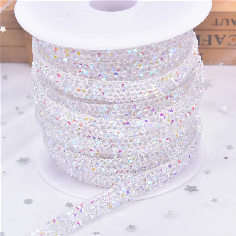 5 ярдов Стразы с прямой основой стекло Бриллиантовая лента белый Ab сверкающие
