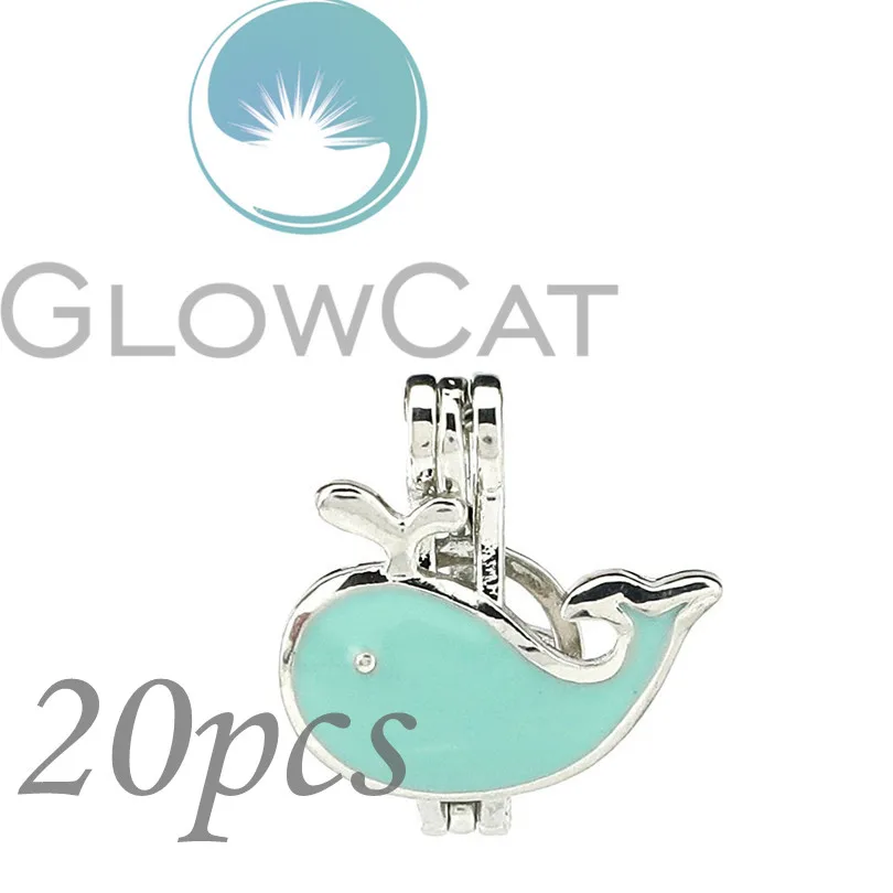 

Blue Enamel Whale Beads Cage Perfume Diffuser Pearl Cage Locket Pendant 20x KK1057